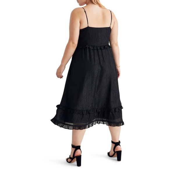 MADEWELL Shimmer Ruffle Cami Dress Midi Plus Size - Picture 2 of 7